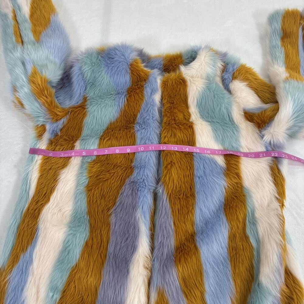 Forever 21 BarbieCore Trippy Faux Fur Rainbow Colorful Festival Rave Jacket Lg - Picture 13 of 14